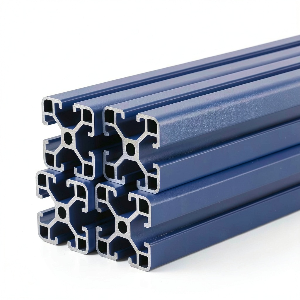 IXGNIJ 4040 aluminum extrusion profile in blue on a workbench
