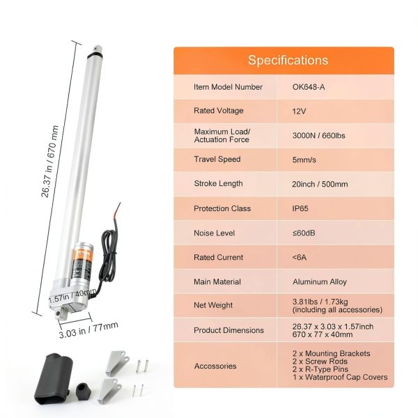 VEVOR Linear Actuator 12V High Torque Industrial Automation-6