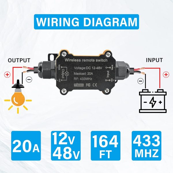 URANT Wireless Remote Control Switch DC AC IP67 Waterproof-2