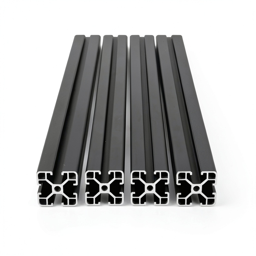 IXGNIJ 4040 aluminum extrusion profile in black on a workbench