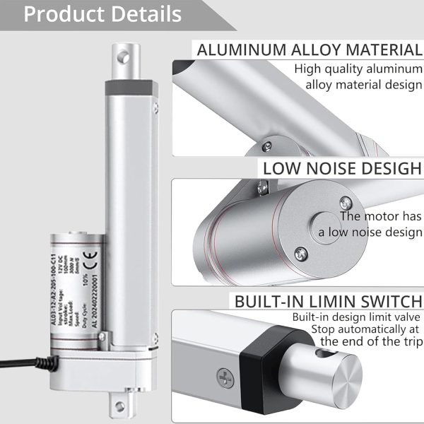 12V Linear Actuator 3000N Thrust Aluminum Alloy IP54-5