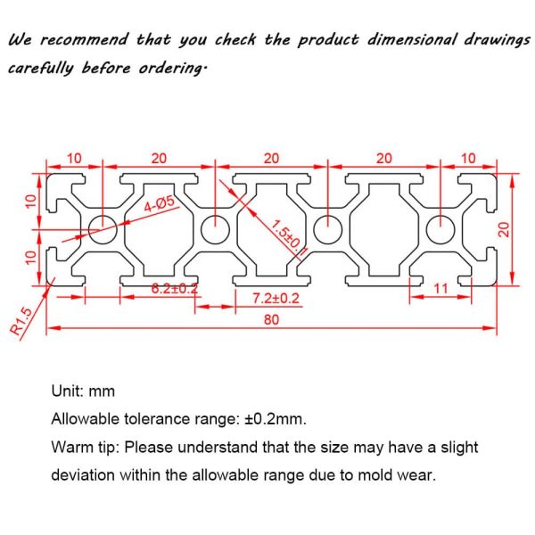 IXGNIJ 2080T Aluminum Extrusion Profile 2PCS Industrial-1