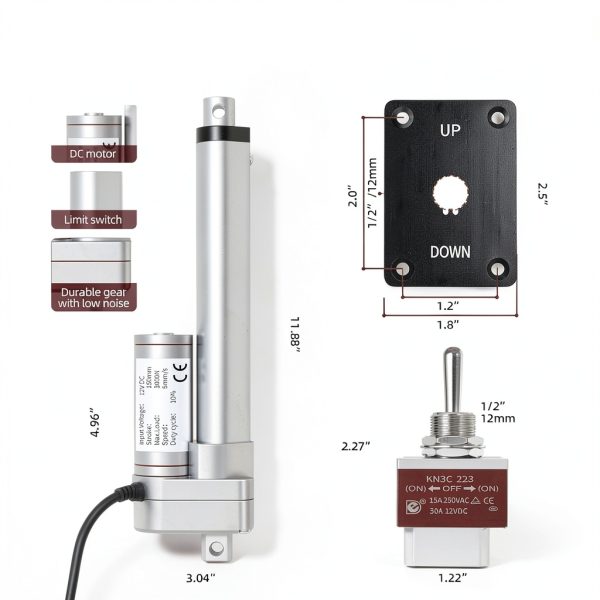 RVMARINEPAT Linear Actuator 12V Heavy Duty Low Noise-1