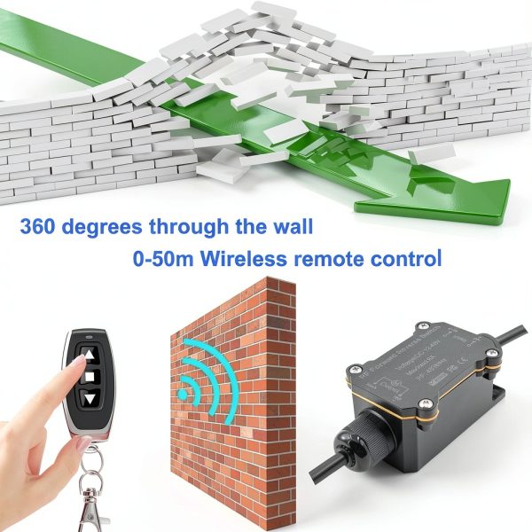 Meskliu 12V Remote Control Switch DC Motor Forward Reverse-6