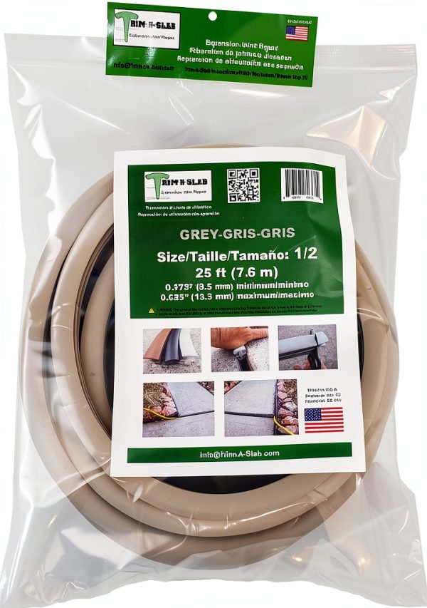 Grey Trim-A-Slab 1/2" 25ft Door Molding - Flexible PVC, Gray, 25ft-0