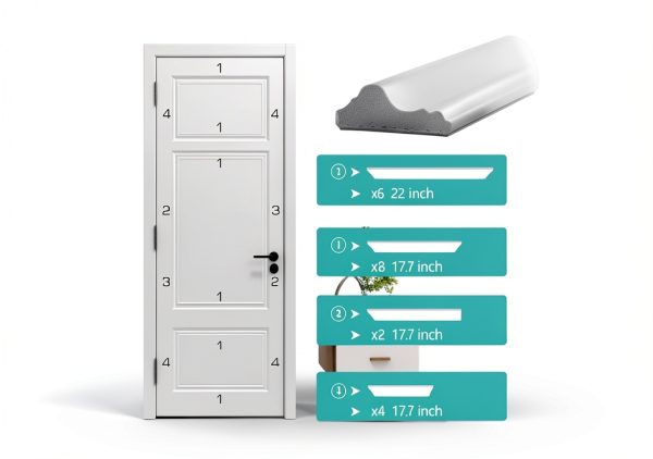 1 Set Peel and Stick Door Moulding Kit, Premade Wainscoting Panels, Self Adhesive 3D Trim for Interior Walls Picture Frame-2