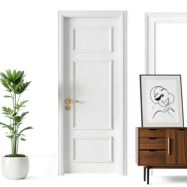 1 Set Peel and Stick Door Moulding Kit, Premade Wainscoting Panels, Self Adhesive 3D Trim for Interior Walls Picture Frame-0