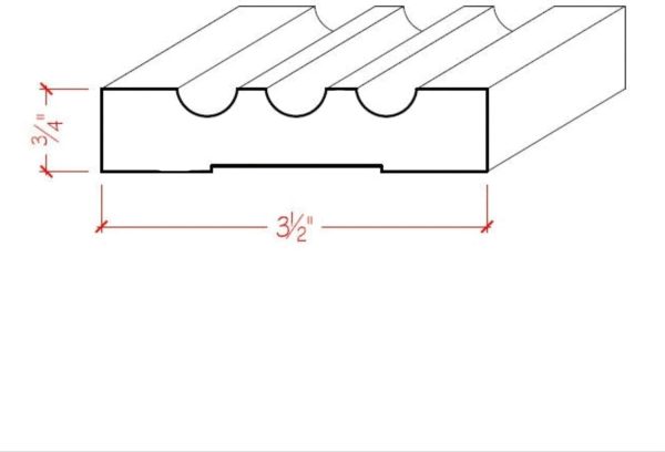 EWCA46 Fluted 3-1/2" Wide x 3/4" Casing. Unfinished Trim, Walnut, 94"-2