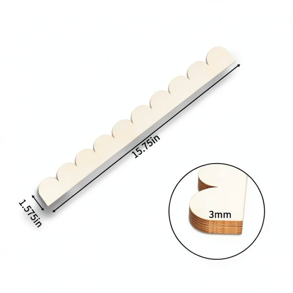 24pcs Unfinished Scalloped Decorative Wood Trim Molding,Scalloped Wall Edge Moulding for Appliques & Furniture, Cute DIY Moulding Trim for Home Cabinet Shelf and Window Door Border-1