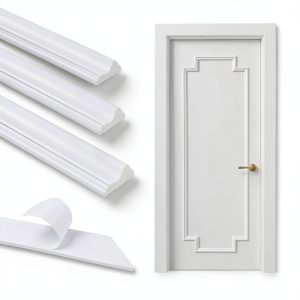 BiJun Peel and Stick Door Molding Kit, 21.6"x67" White Self-Adhesive-0