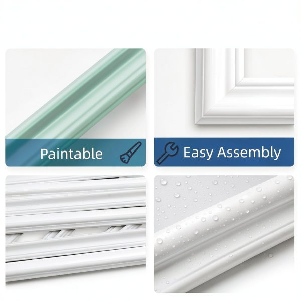 BiJun Peel and Stick Door Molding Kit, 21.6"x67" White Self-Adhesive-4